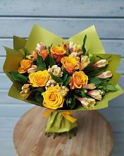 Букет цветов из:  Альстромерии и Розы в Новом Приморского края