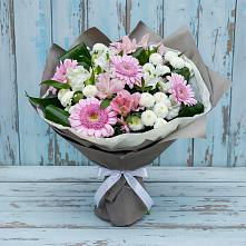 Букет цветов из:  Герберы, Альстромерии и Хризантемы в Новом Приморского края