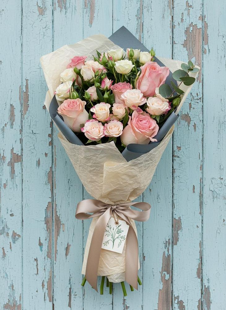 Букет нежный и розовый в Новом Приморского края Букет цветов из: Розы в Новом Приморского края