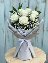 Букет из белых роз в Новом Приморского края Букет цветов из:  Розы в Новом Приморского края