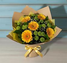 Букет цветов из:  Герберы и Хризантемы в Новом Приморского края